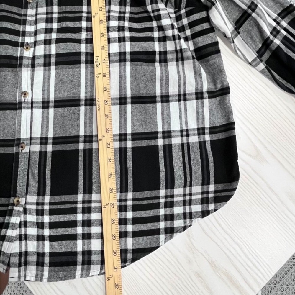 Sonoma Black White Plaid Flannel Shirt Womens 2X Fall Casual Classic Cabincore - Picture 11 of 11